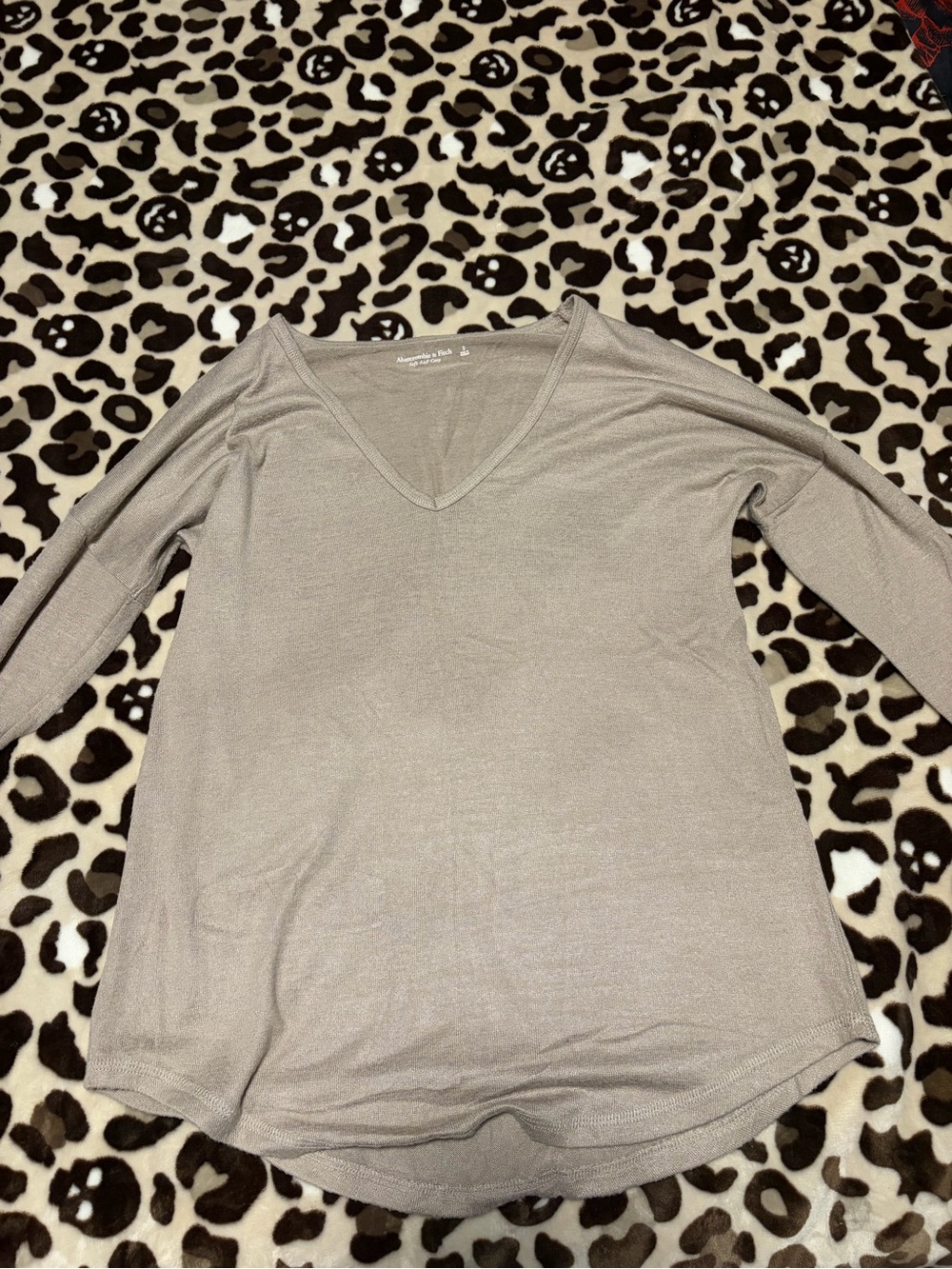 Abercrombie & Fitch Taupe V-Neck Long Sleeve Top